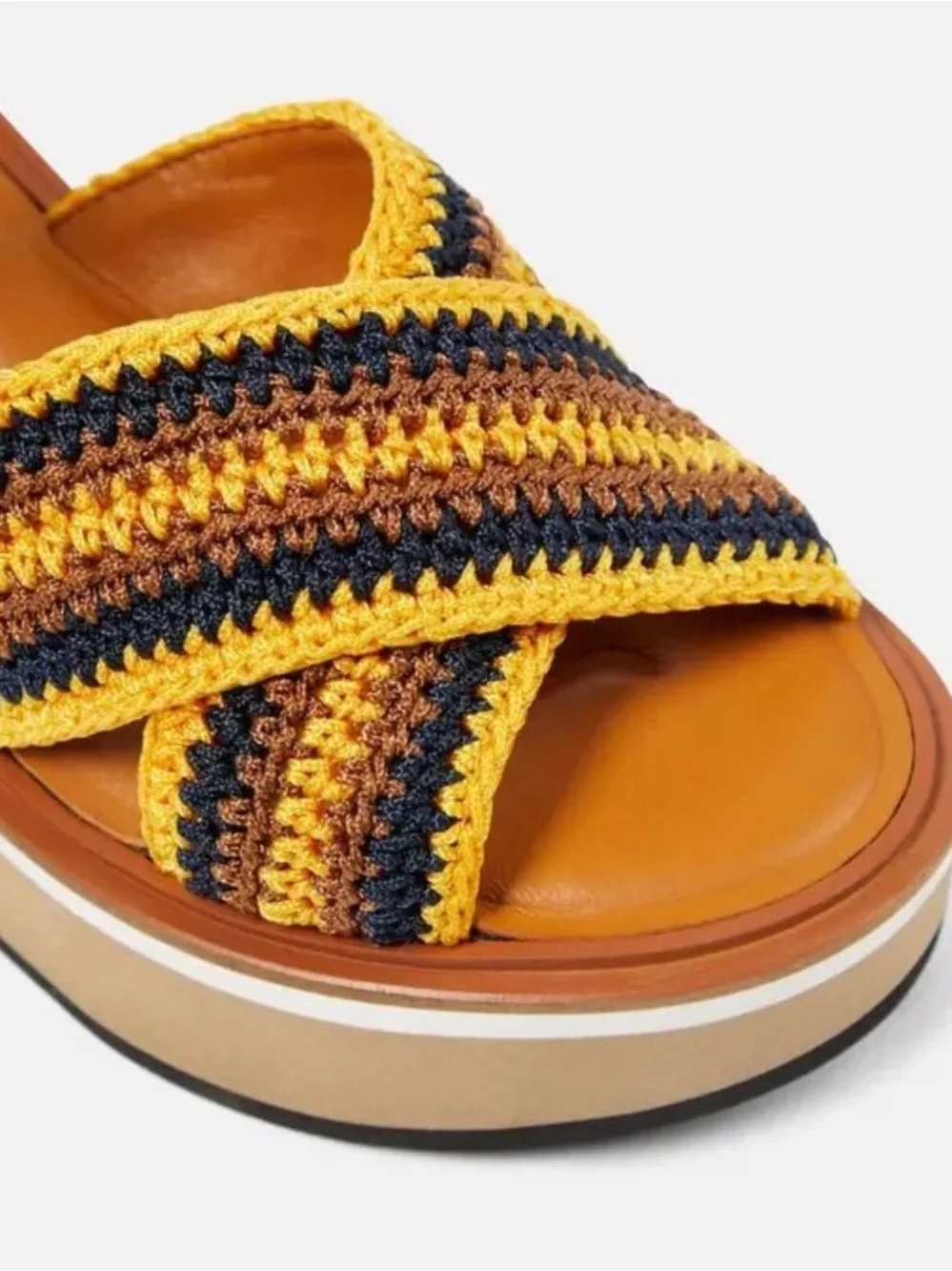 Robert Clergerie Carya Woven Platform Sandals Mustard/Tan Size-US 8/EUR 38.5 NIB